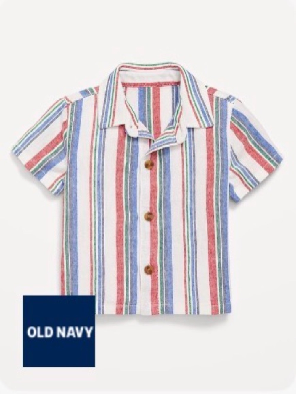 6-12 Month - Old Navy Short-Sleeve Button-Down Linen Blend Shirt